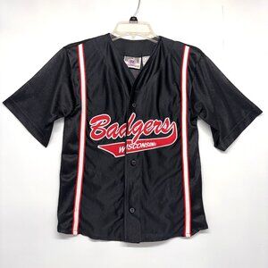 Vtg Genuine Stuff Collegiate Licensed Wisco Badgers Embroidered Jersey Youth M